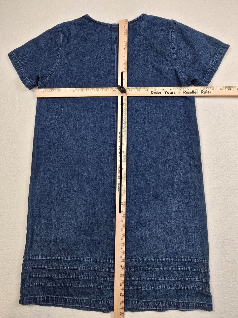 Vintage Jane Ashley Denim Short Sleeve Dress Floral Embroidery Cottagecore Boho - Picture 3 of 3